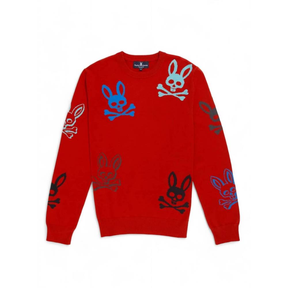 NEW PSYCHO BUNNY men's lacomb all over bunny sweater in red - Picture 5 of 5